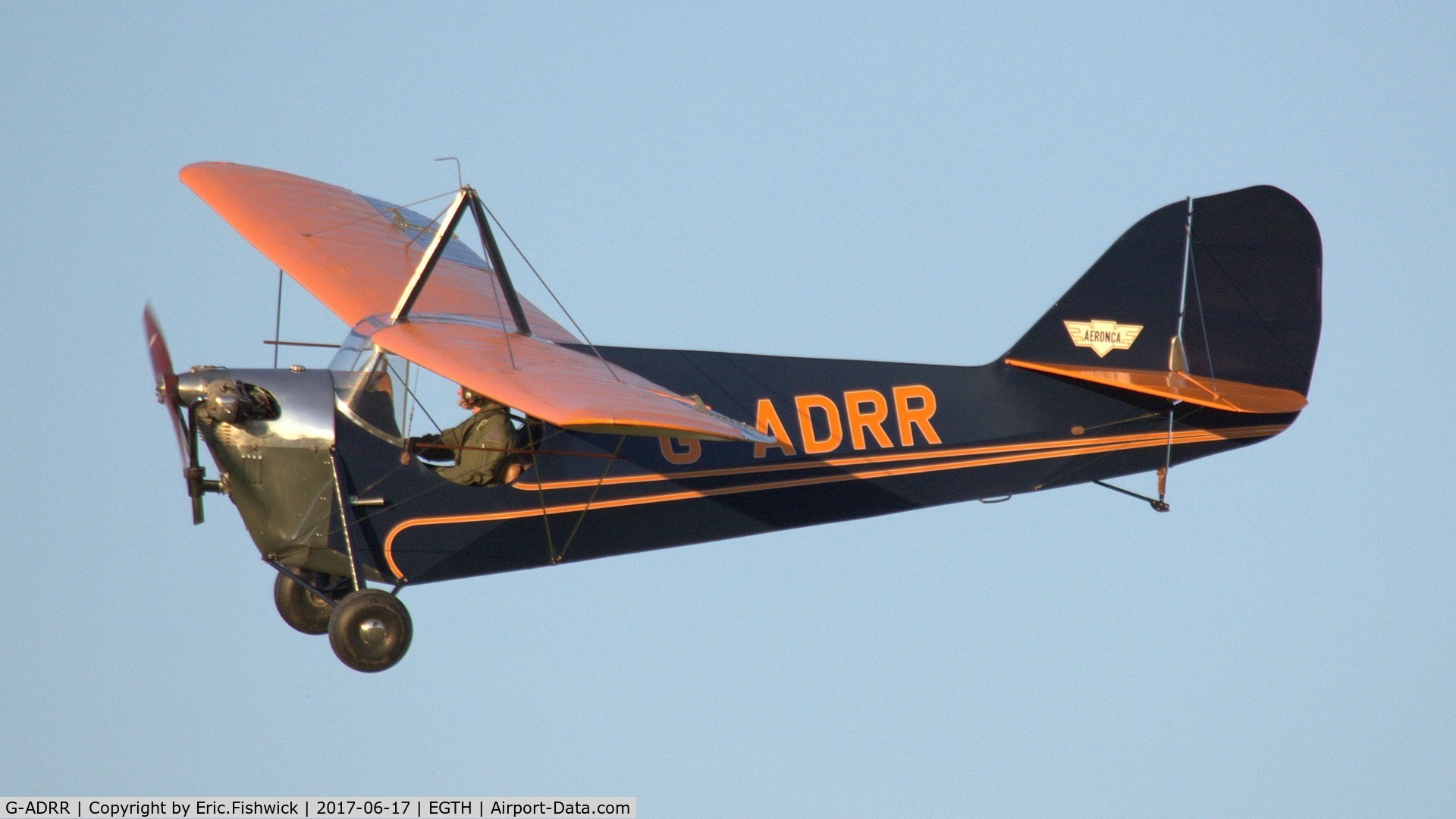 G-ADRR, 1936 Aeronca C-3 Collegian C/N A-734, 43. G-ADRR in display mode at the epic Evening Airshow, The Shuttleworth Collection, June, 2017
