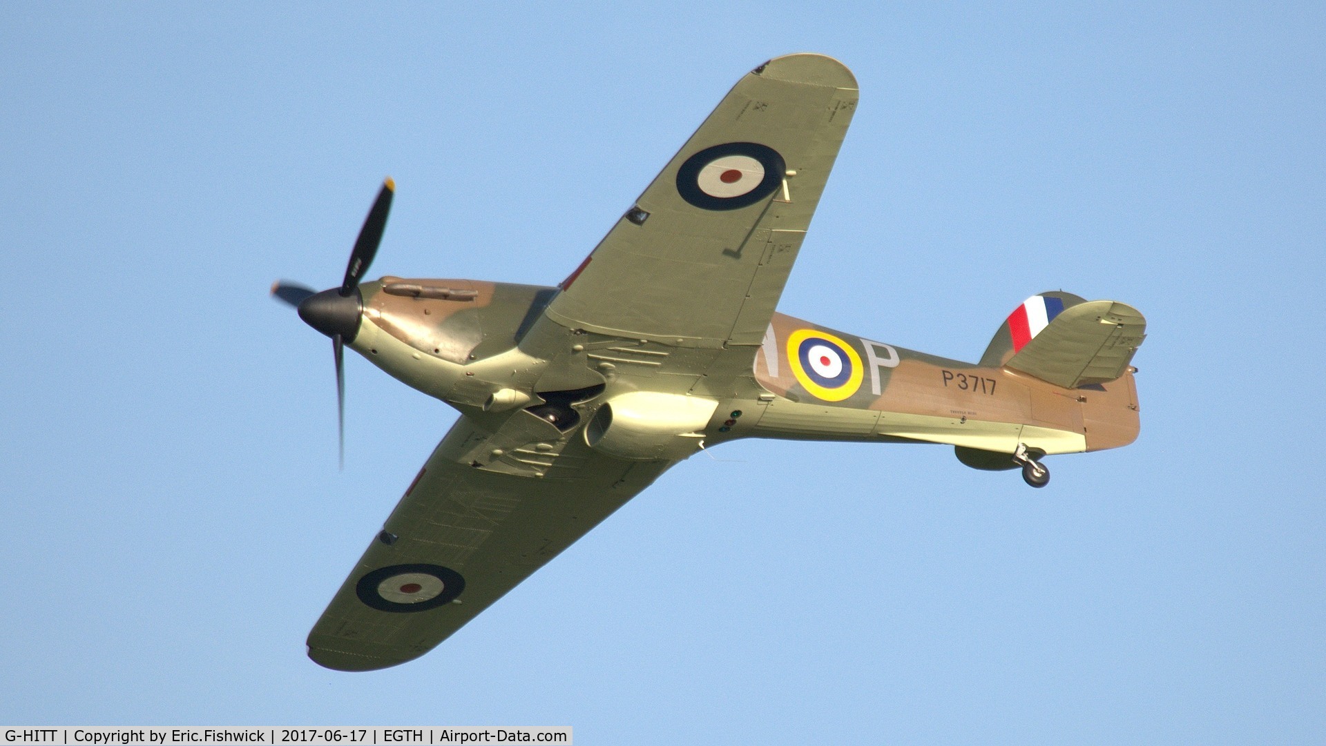 G-HITT, 1940 Hawker Hurricane I C/N Not found / see comment, 44. P3717 in display mode at the epic Evening Airshow, The Shuttleworth Collection, June, 2017