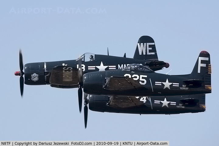 N8TF, 1948 Grumman F8F-2 (G58) Bearcat C/N D.1190, Grumman F8F-2 Bearcat CN 122637,NX8TF Horsmen Team in formation.
