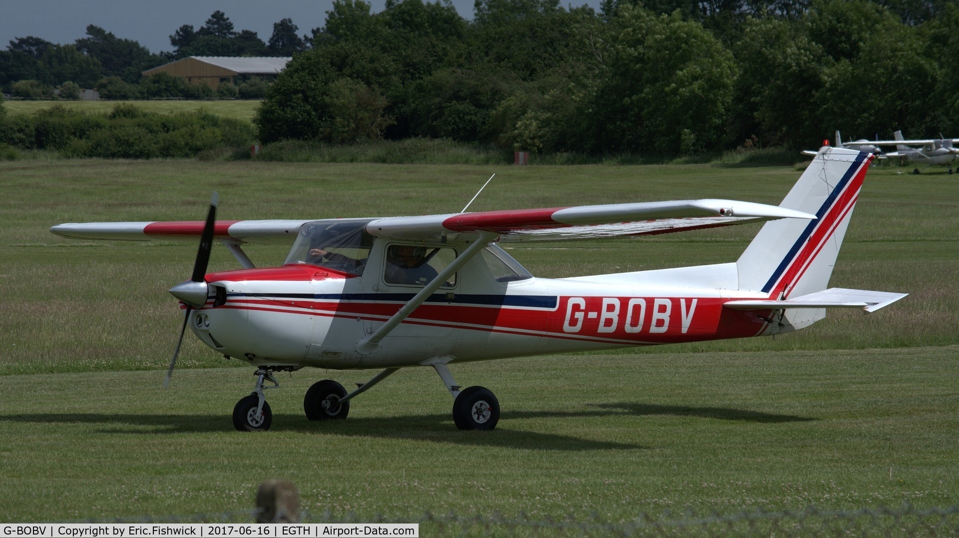 G-BOBV, 1977 Reims F150M C/N 1415, 3. G-BOBV visiting The Shuttleworth Collection, Biggleswade, June, 2017.