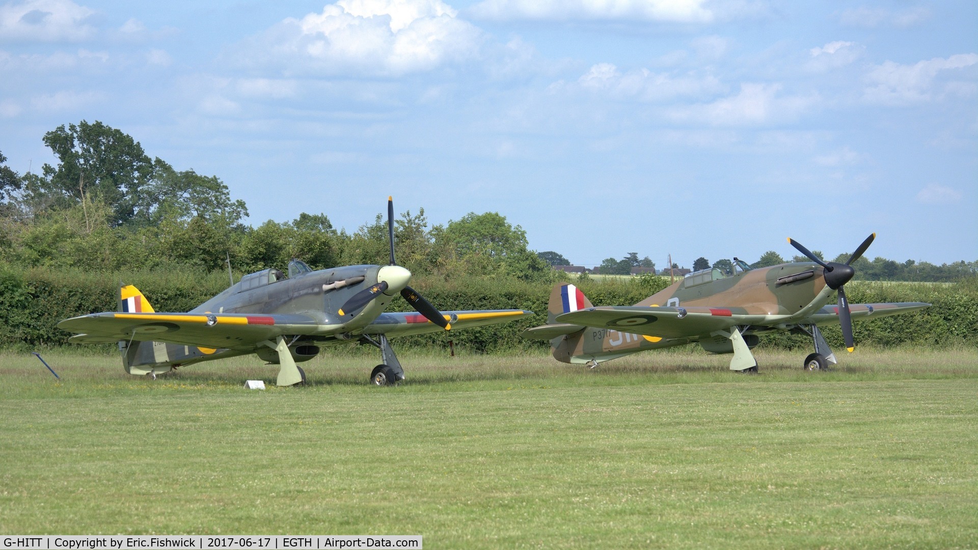 G-HITT, 1940 Hawker Hurricane I C/N Not found / see comment, 5. P3717 with the Sea Hurricane at the epic Evening Airshow, The Shuttleworth Collection, June, 2017