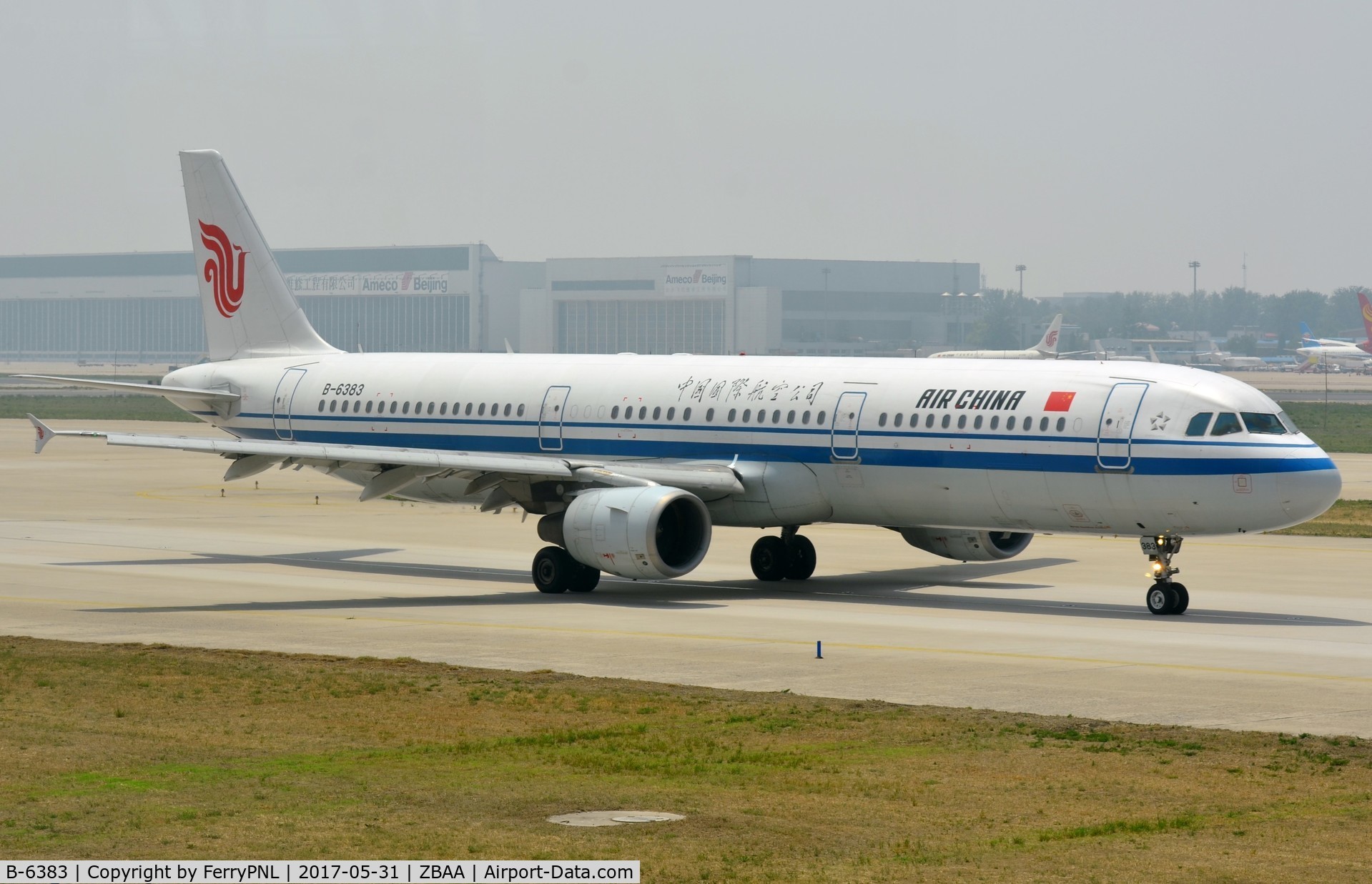 B-6383, 2008 Airbus A321-213 C/N 3678, A321 taxying past.