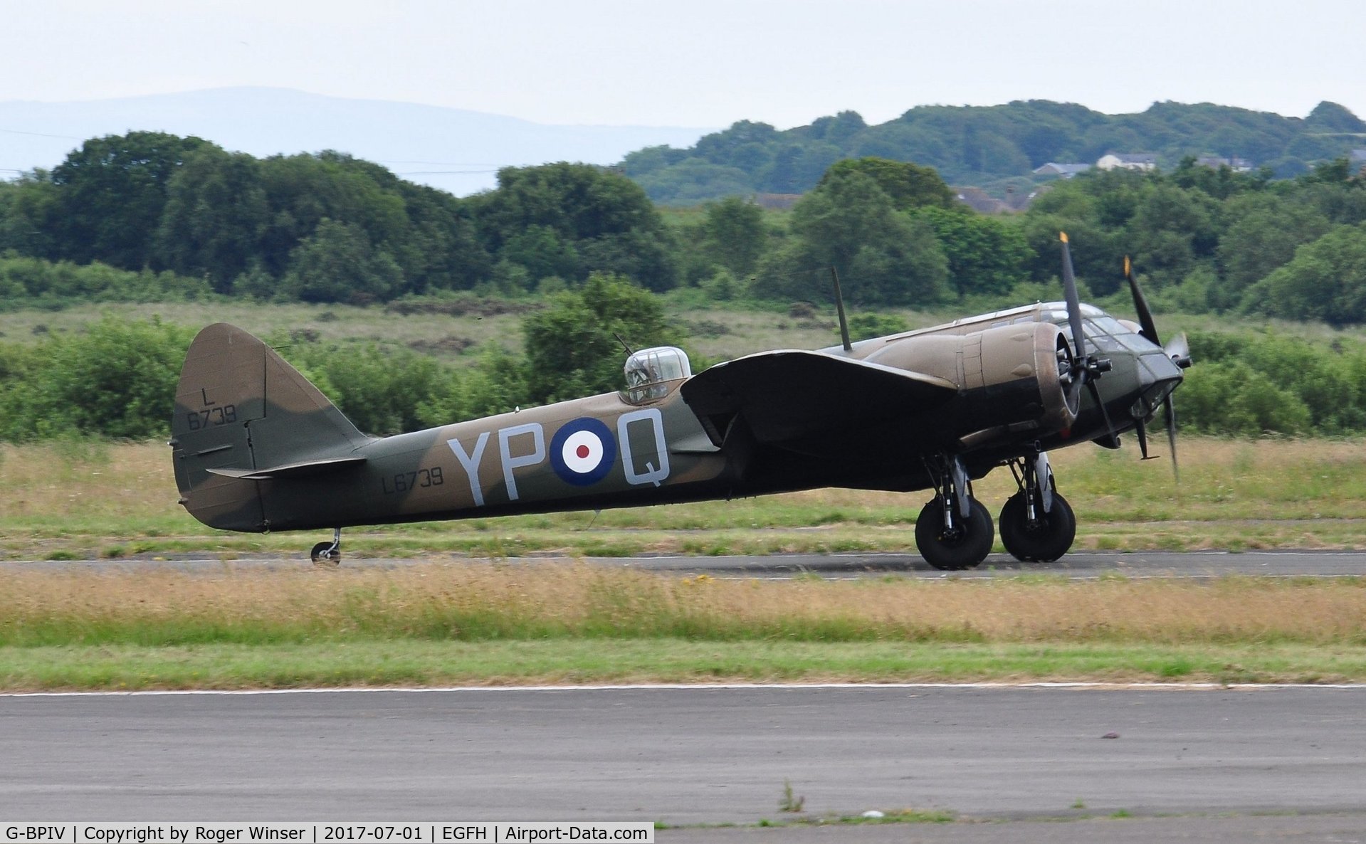 G-BPIV, 1943 Bristol 149 Bolingbroke Mk.IVT C/N 10201, Representing Bristol Blenheim 1f aircraft L6739 coded YP-Q of 23 Squadron RAF.