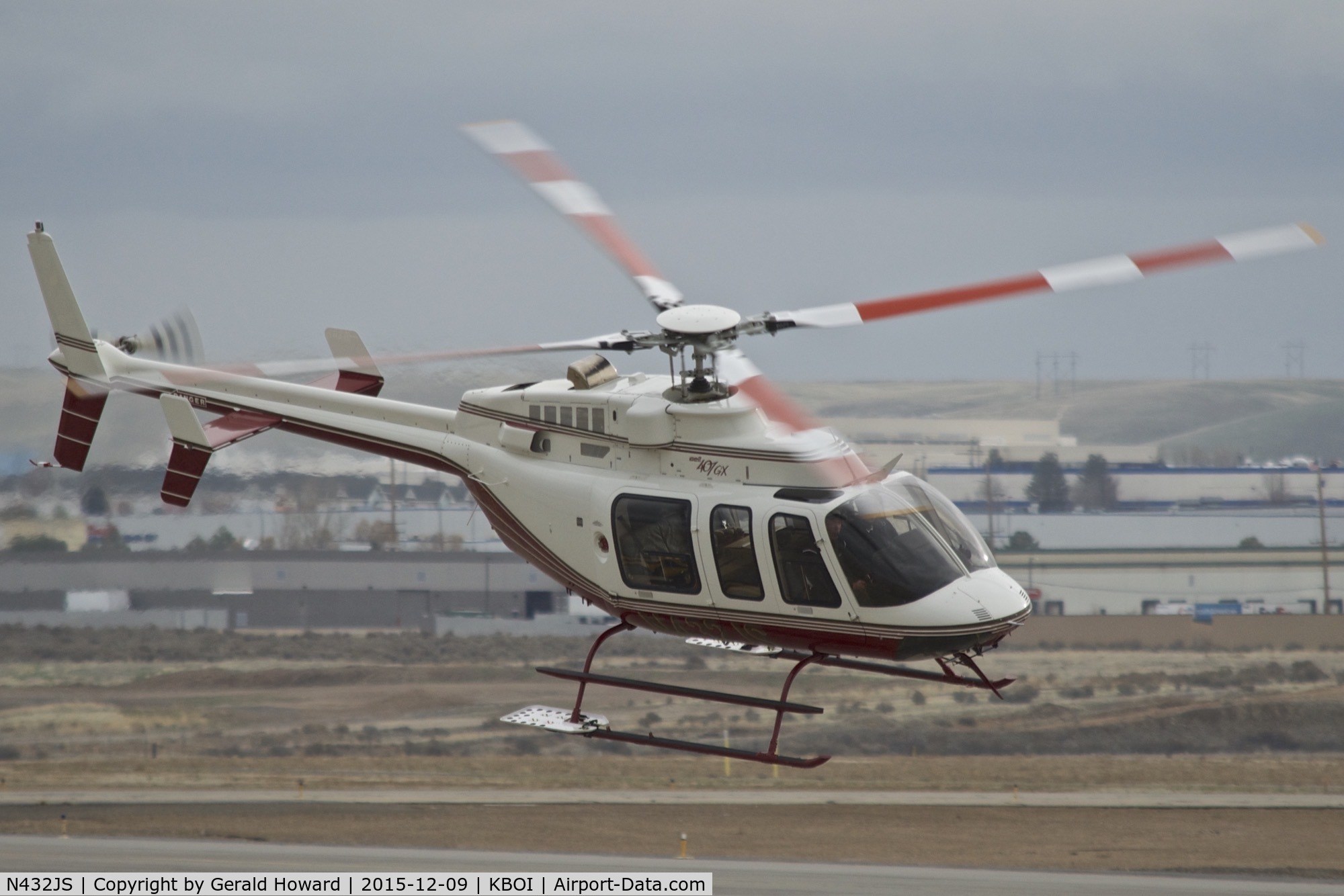 N432JS, 2011 Bell 407 C/N 54320, Departing KBOI.