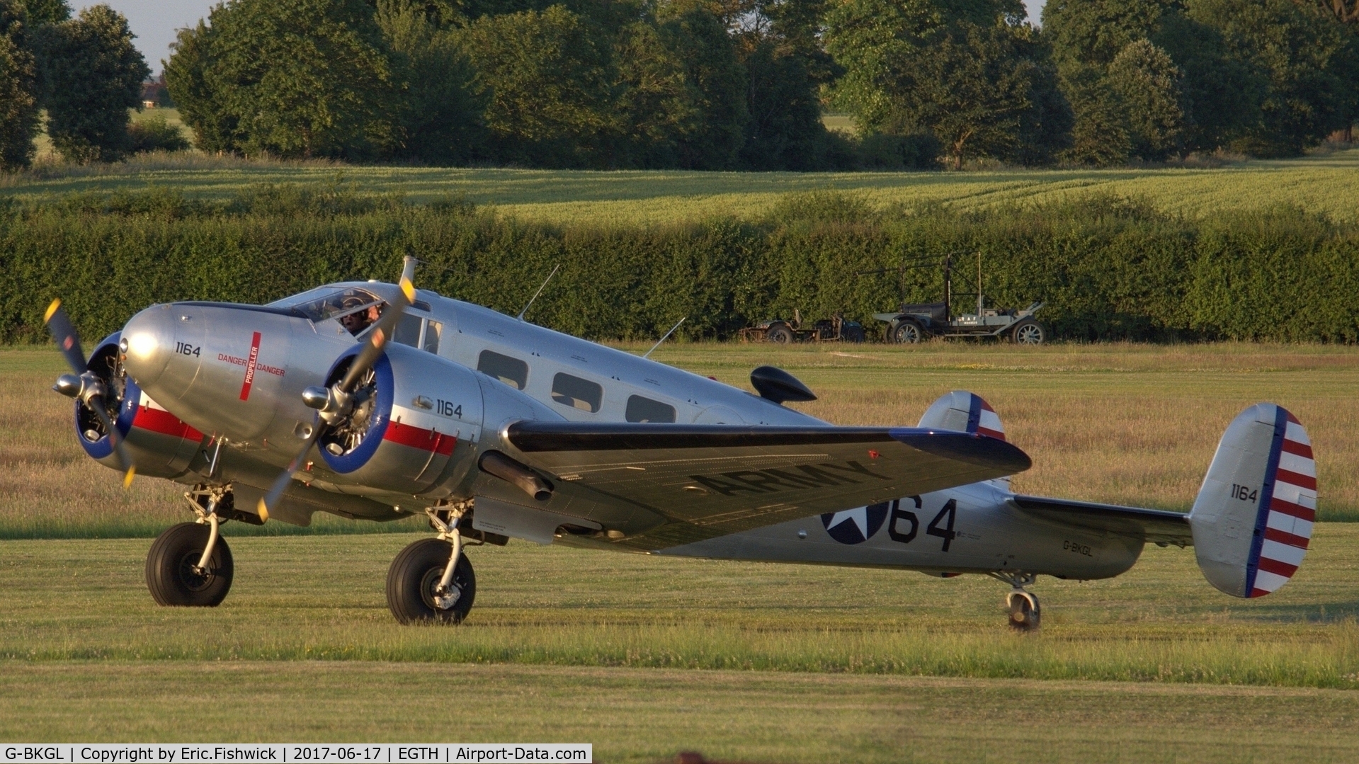G-BKGL, 1952 Beech Expeditor 3TM C/N CA-164 (A-764), 3. G-BKGL preparing to depart the Evening Airshow, The Shuttleworth Collection, June, 2017
