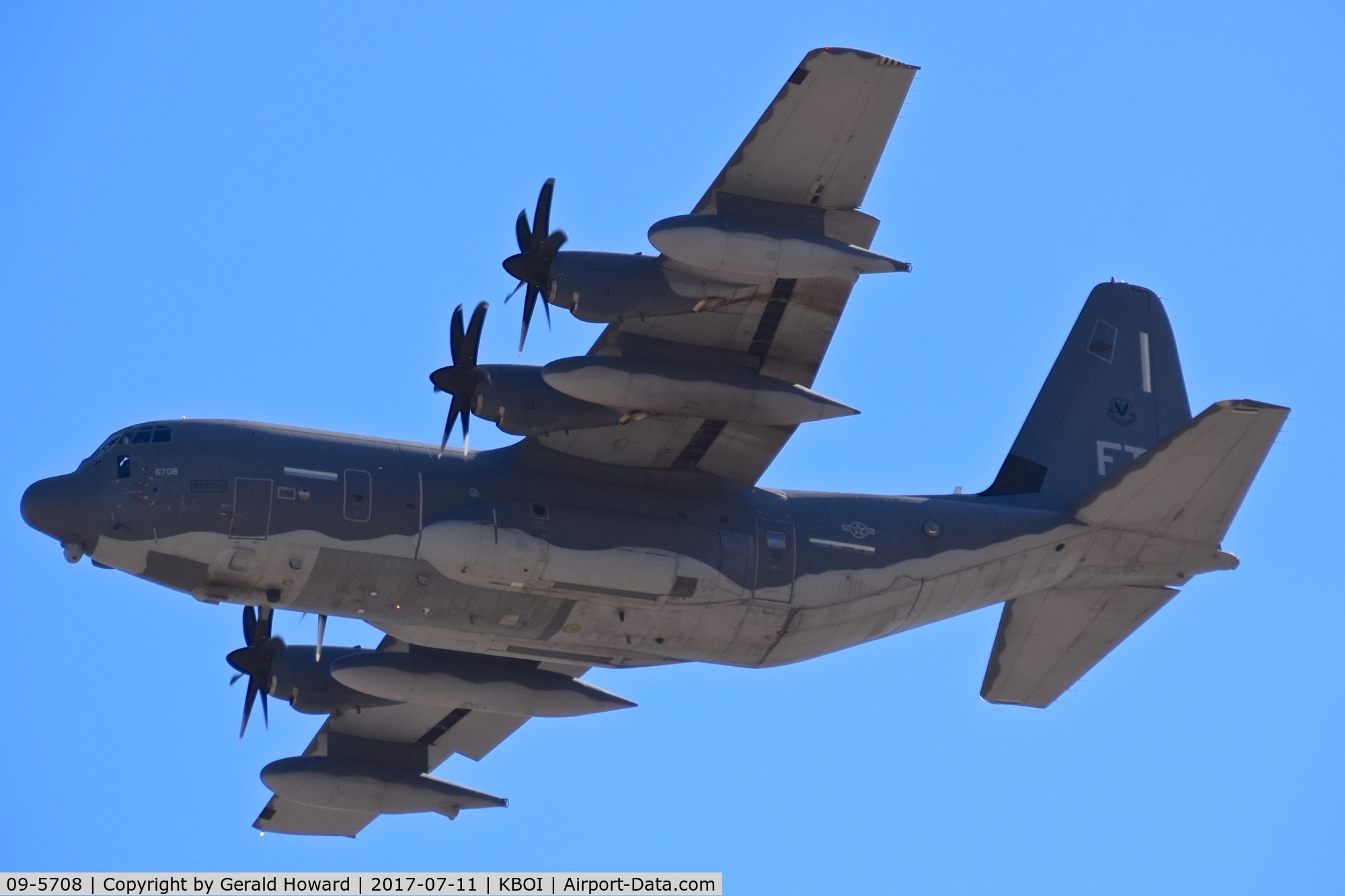 09-5708, Lockheed Martin HC-130J Combat King II Hercules C/N 382-5708, Climb out from RWY 28L. 73rd Special OPS Sq., Cannon AFB, NM.