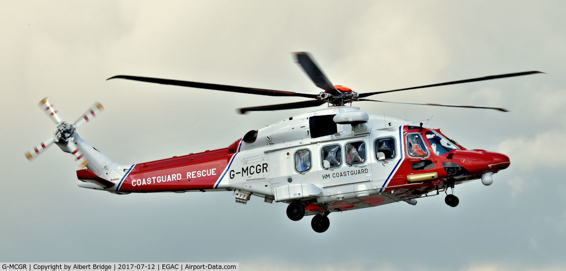 G-MCGR, 2014 AgustaWestland AW189 C/N 92004, Belfast City.  HM Coastguard (G-MCGR operated by Bristow Helicopters).