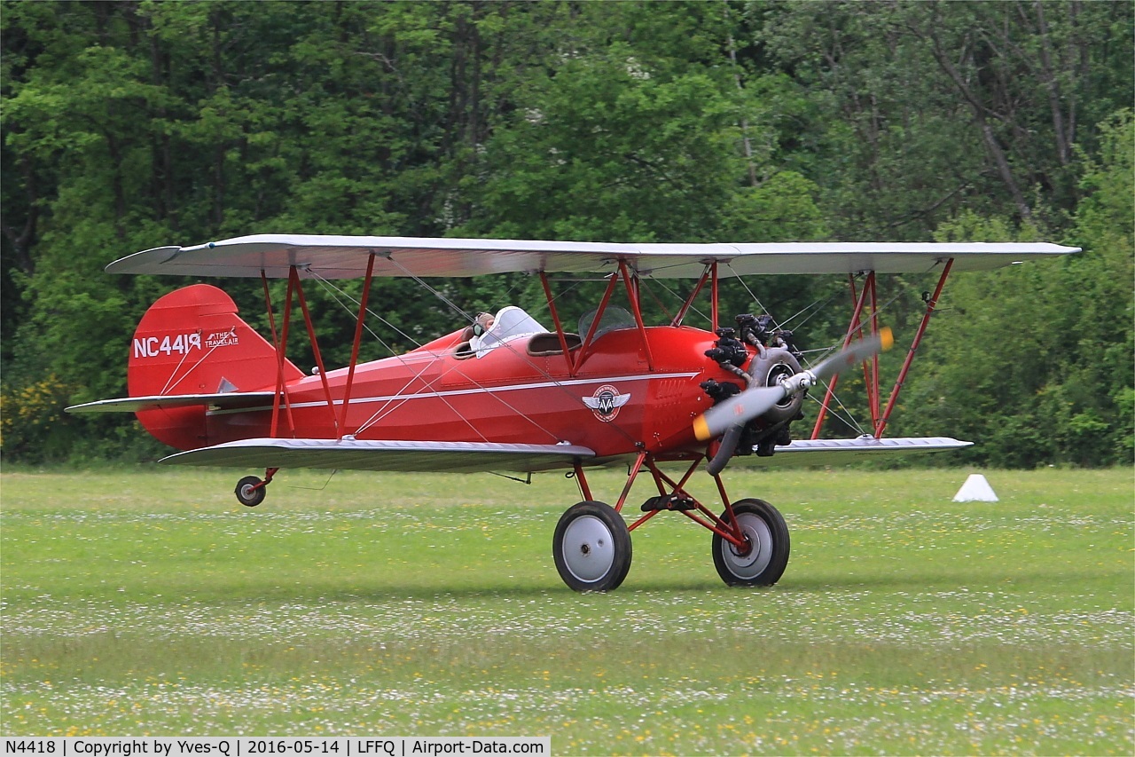 N4418, 1928 Curtiss-Wright Travel Air 4000 C/N 378, Curtiss Wright TRAVEL AIR 4000, Landing, La Ferté-Alais (LFFQ) air show 2016