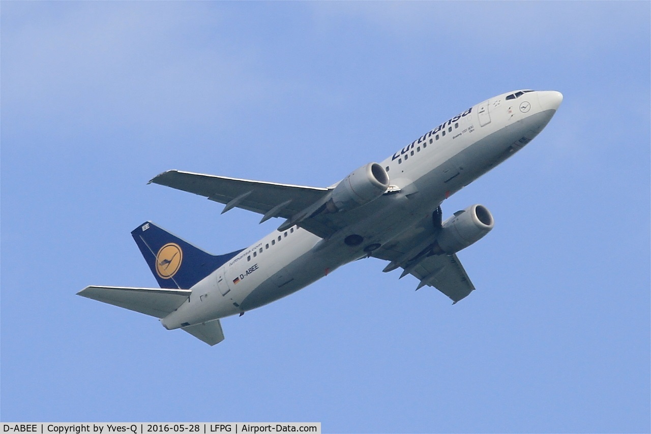 D-ABEE, 1991 Boeing 737-330 C/N 25216, Boeing 737-330, Take off rwy 06R, Roissy Charles De Gaulle airport (LFPG-CDG)