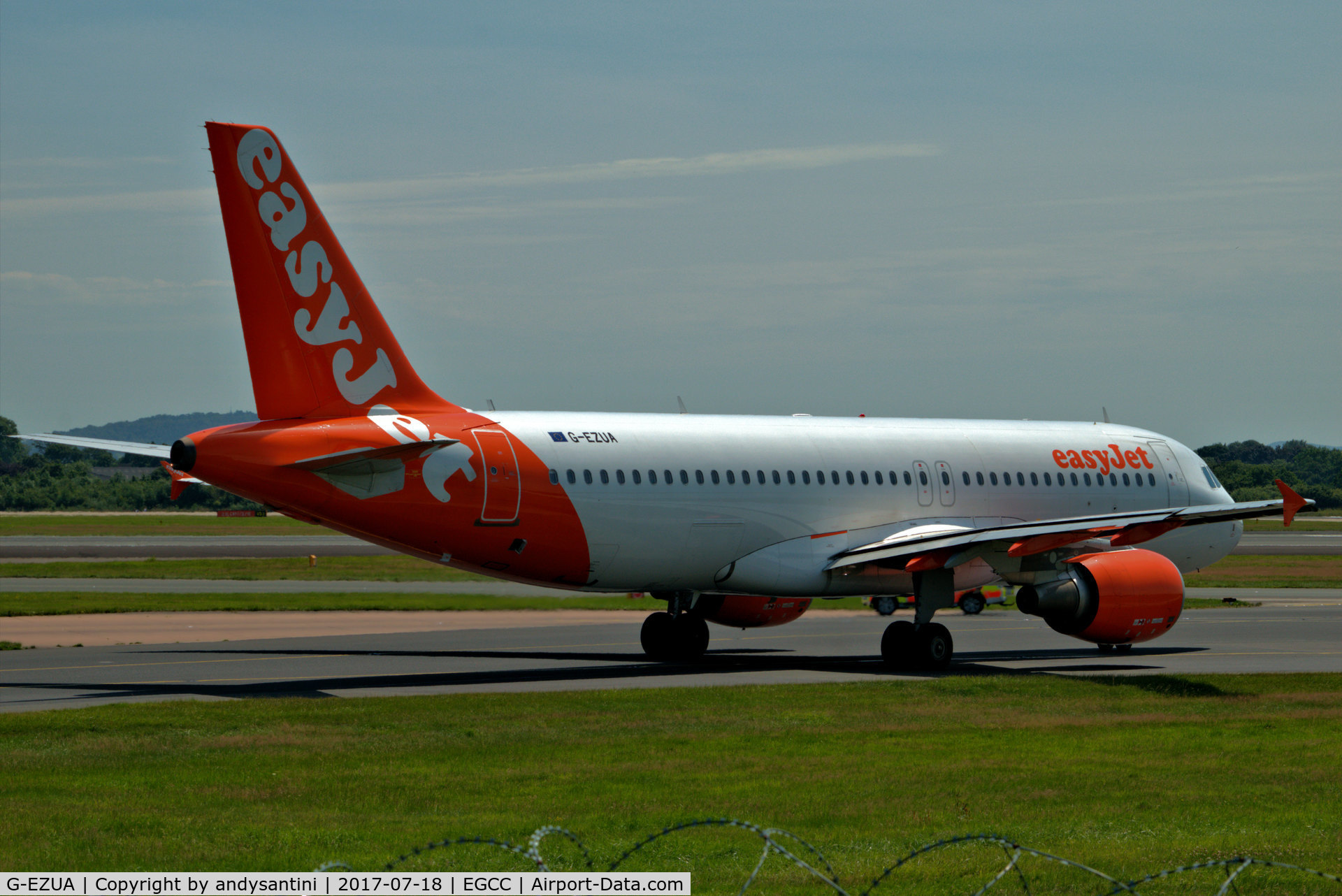 G-EZUA, 2011 Airbus A320-214 C/N 4588, taxing out for take off @ EGCC