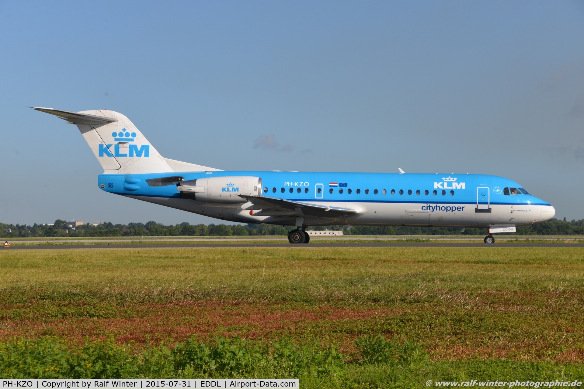 PH-KZO, 1995 Fokker 70 (F-28-0070) C/N 11538, Fokker F70 F28-0070 - WA KLM KLM Cityhopper - 11538 - PH-KZO - 31.07.2015 - DUS