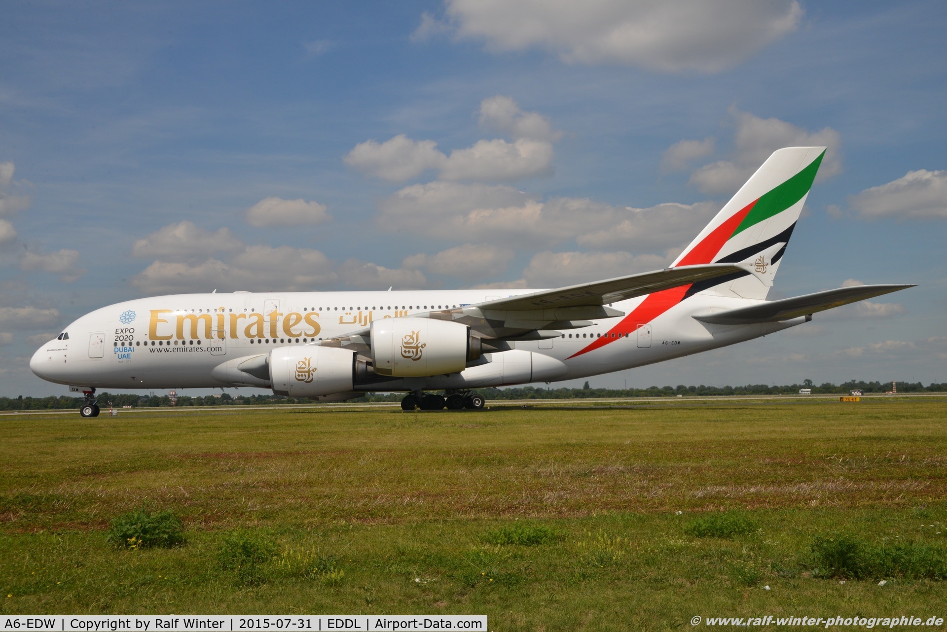 A6-EDW, 2012 Airbus A380-861 C/N 103, Airbus A380-861 - EK UAE Emirates 'Expo 2020 Dubai' - 103 - A6-EDW - 31.07.2015 - DUS