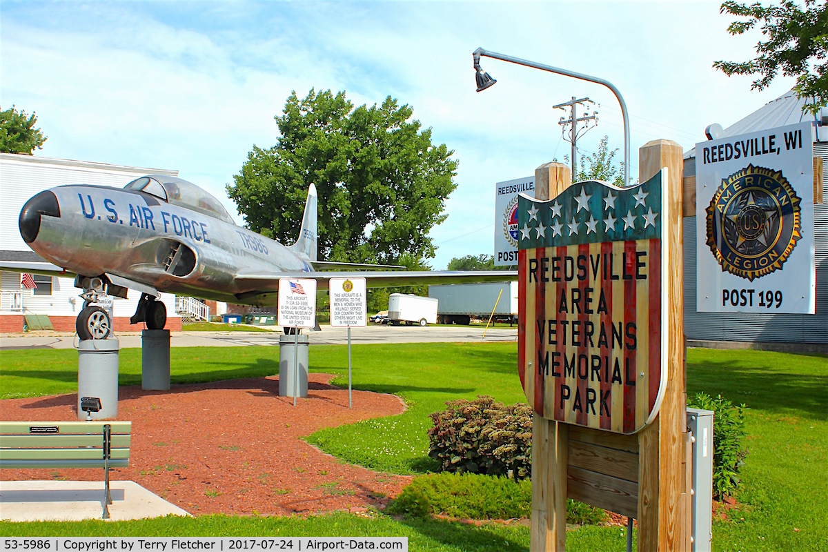 53-5986, 1953 Lockheed T-33A Shooting Star C/N 580-9468, Preserved at American Legion Post 199 in Reedsville , Wisconsin