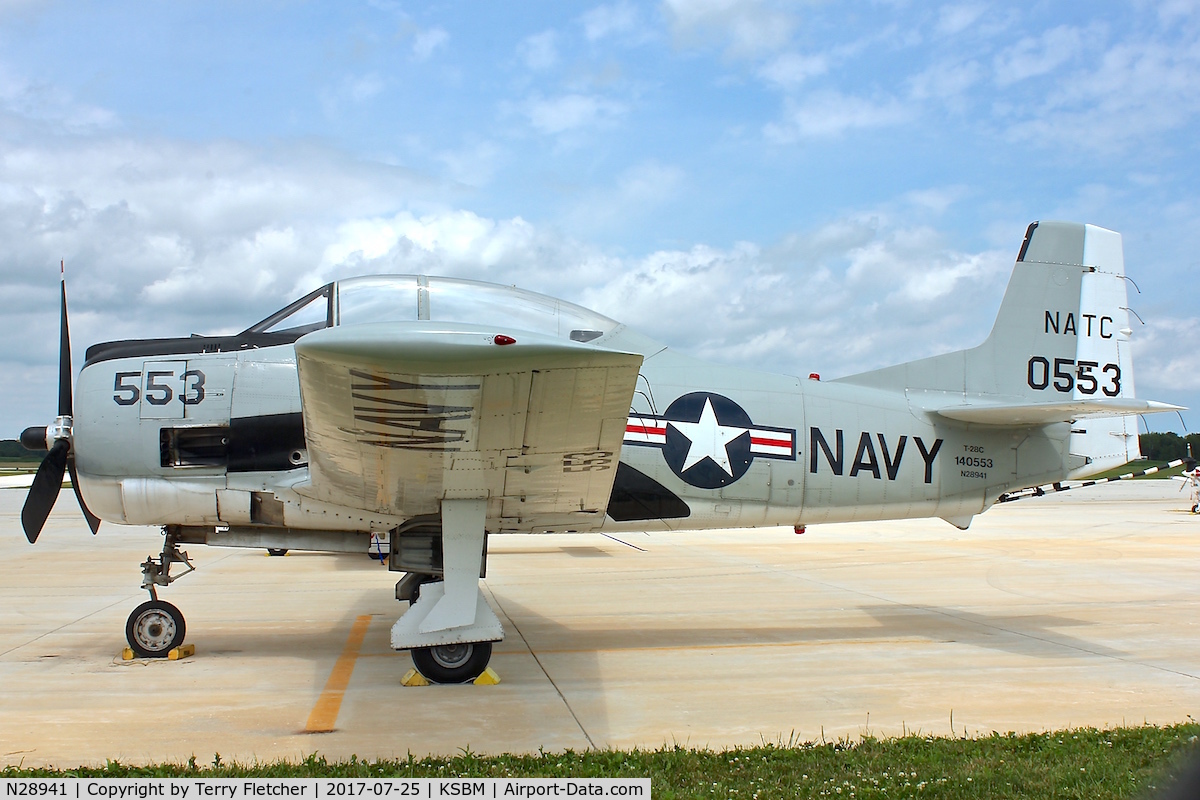 N28941, 1956 North American T-28C Trojan C/N 226-130 (140553), At Sheboygan County Memorial Airport in Wisconsin