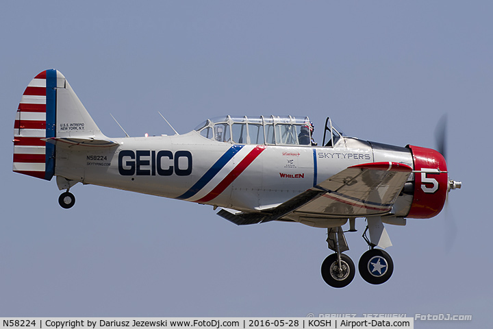 N58224, 1941 North American AT-6B Texan C/N 2553, North American AT-6 Texan  C/N 2553 - Geico Skytypers, N58224