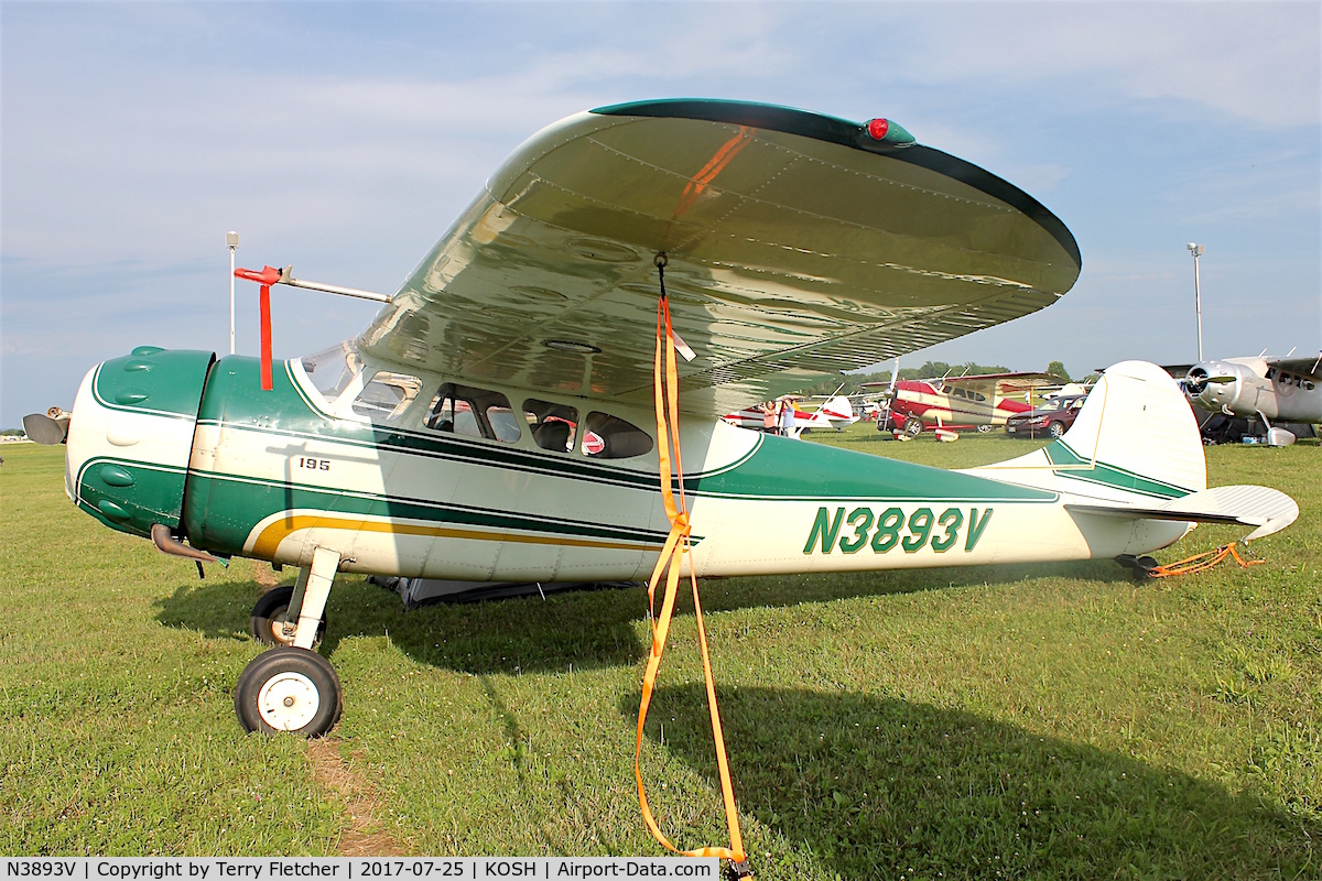 N3893V, 1949 Cessna 195 C/N 7365, At 2017 AirVenture at Oshkosh