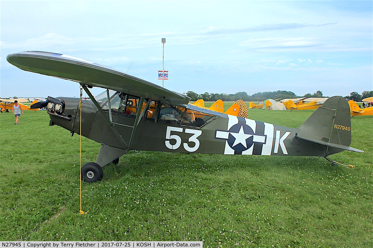 N27945, 1940 Piper J3C-65 Cub Cub C/N 4466, At 2017 AirVenture at Oshkosh