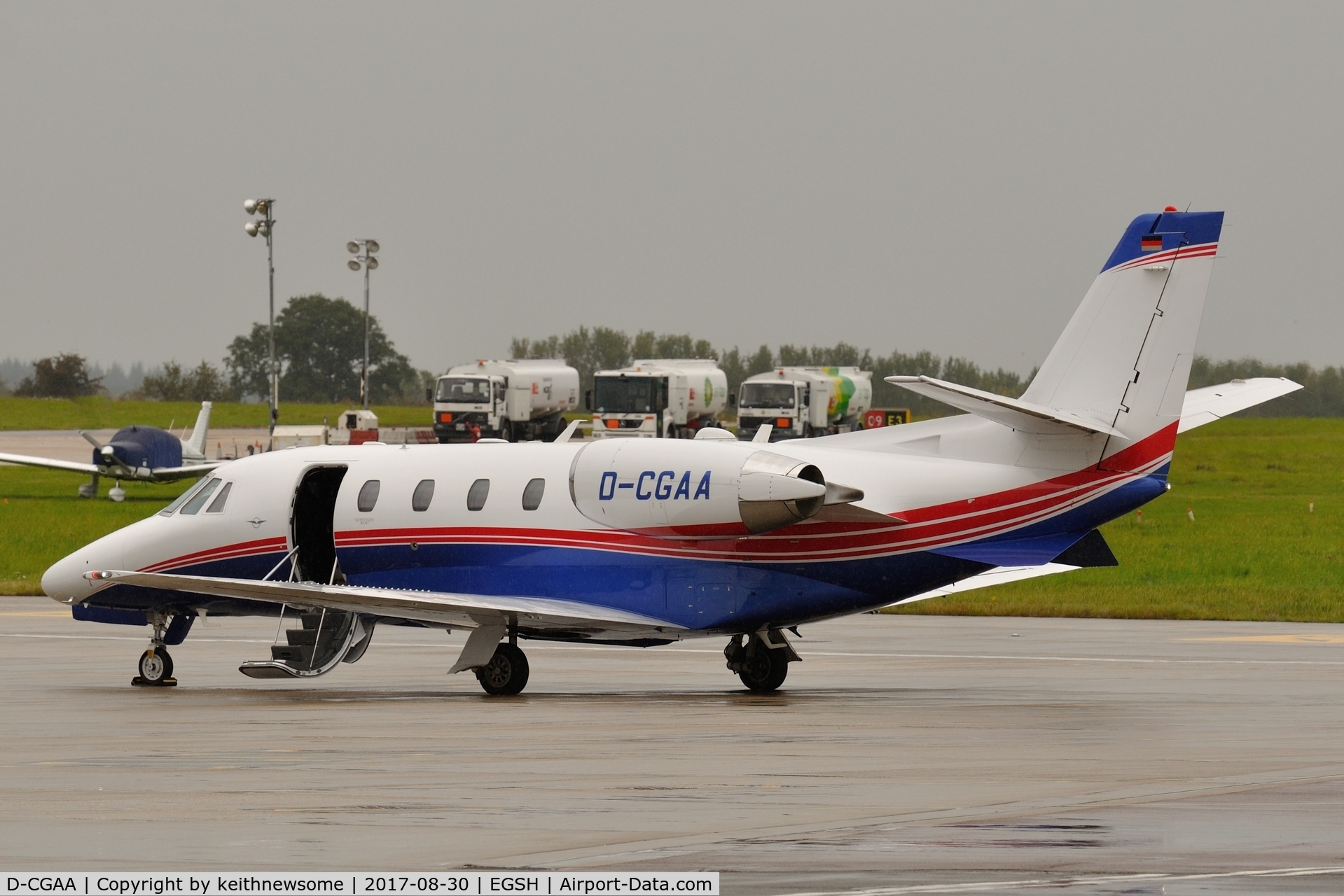 D-CGAA, 2014 Cessna 560 Citation Excel XLS+ C/N 560-6173, Parked at wet Norwich.