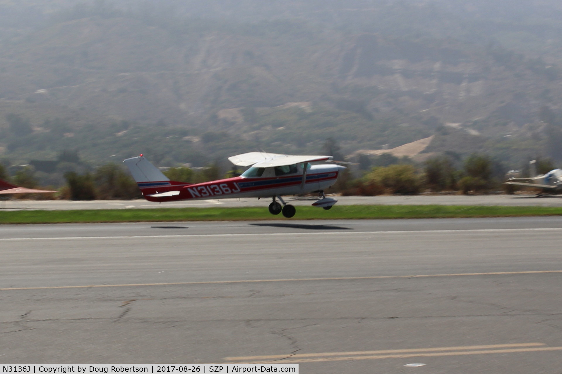 N3136J, 1966 Cessna 150G C/N 15065836, 1966 Cessna 150G, Continental O-200 100 Hp, takeoff climb Rwy 22