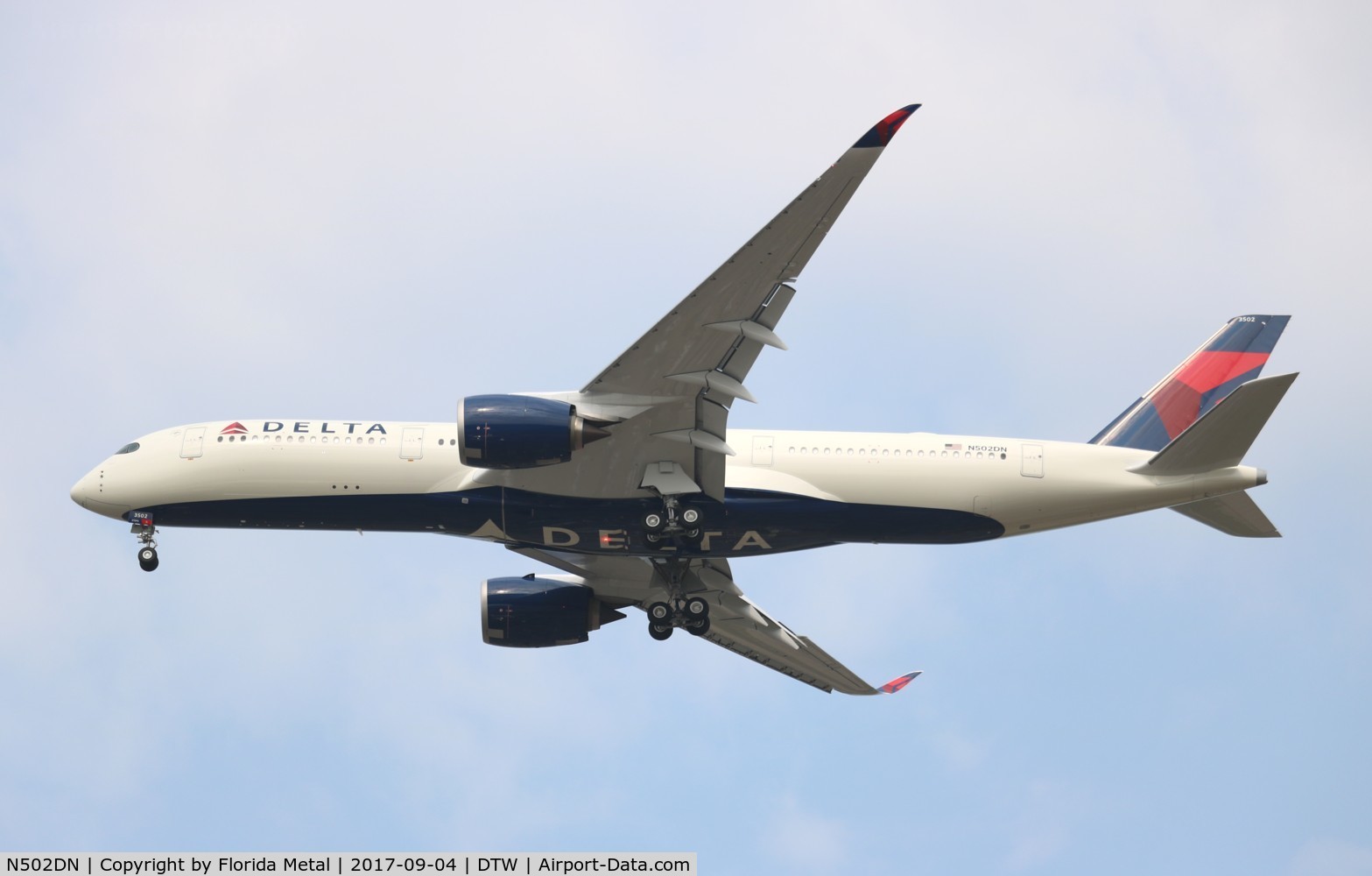 N502DN, 2017 Airbus A350-941 C/N 135, Delta A350 on a test flight back from ATL