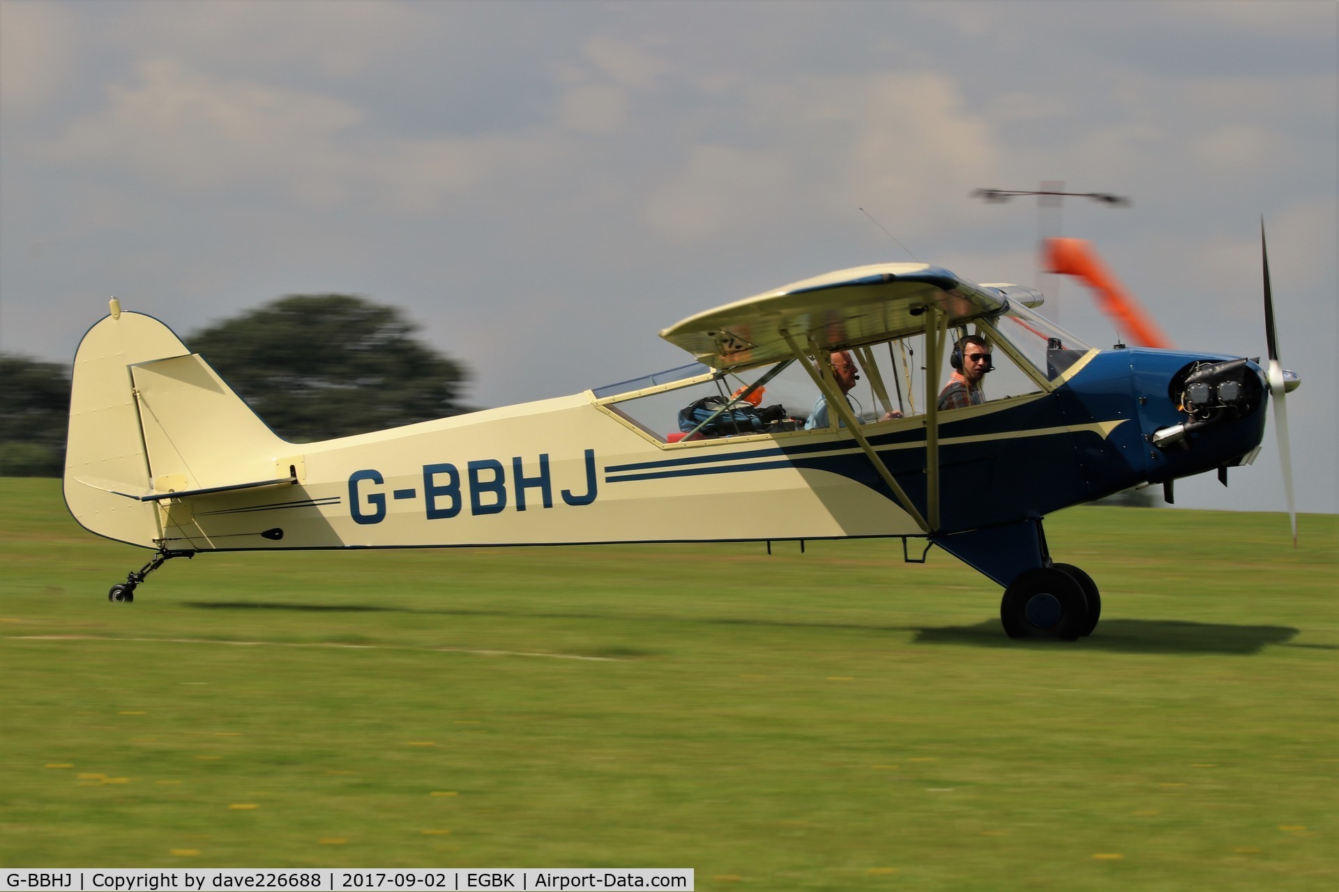 G-BBHJ, 1946 Piper J3C-65 Cub Cub C/N 16378, G BBHJ - Piper J3C 65 Cub landing at Sywell for the 2017 LAA rally