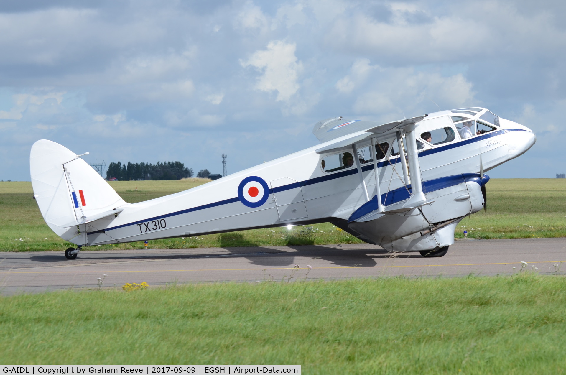 G-AIDL, 1946 De Havilland DH-89A Dominie/Dragon Rapide 6 C/N 6968, Departing from Norwich.