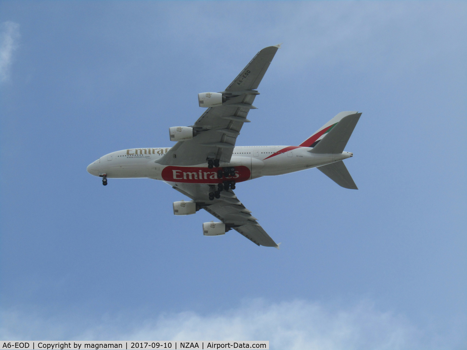 A6-EOD, 2014 Airbus A380-861 C/N 168, long finals over manukau