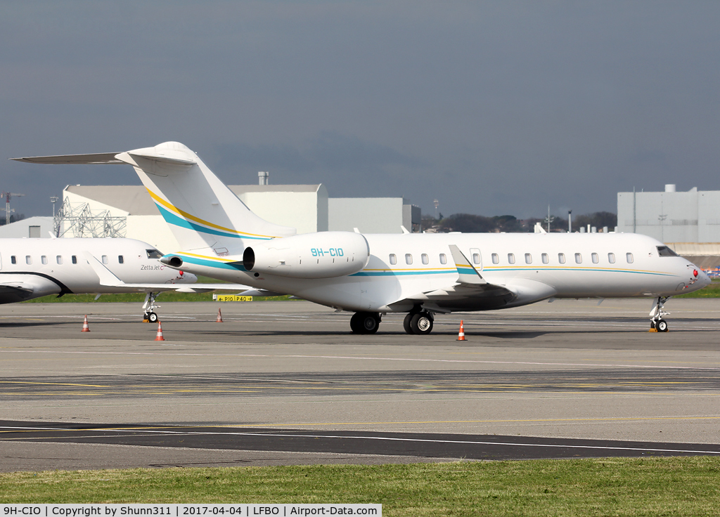 9H-CIO, 2013 Bombardier BD-700-1A10 Global 6000 C/N 9535, Parked at the General Aviation area...
