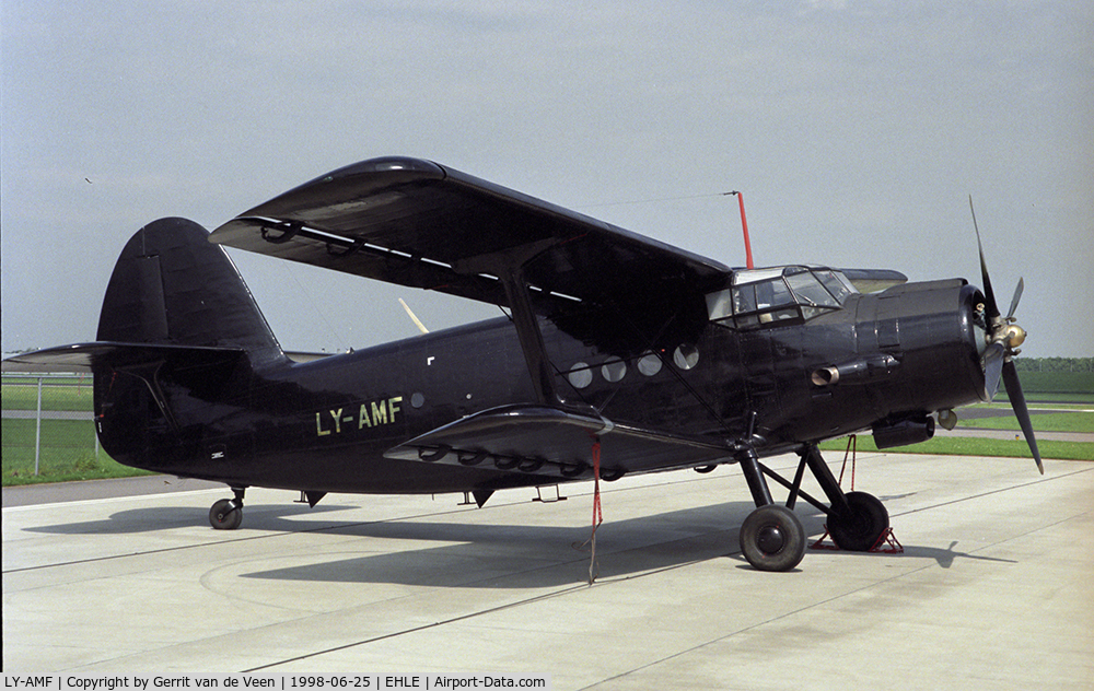 LY-AMF, PZL-Mielec AN-2 C/N 1G19047, Black with golden registration, crashed Mitton UK 15-10-1999 and w/o