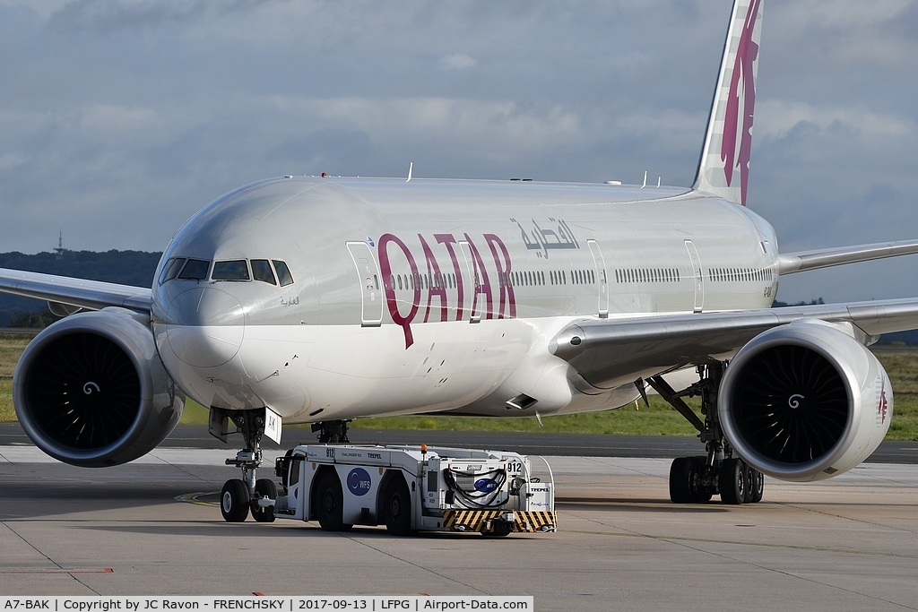 A7-BAK, 2010 Boeing 777-3DZ/ER C/N 36097, QR42 departure to Doha, CDG terminal 1