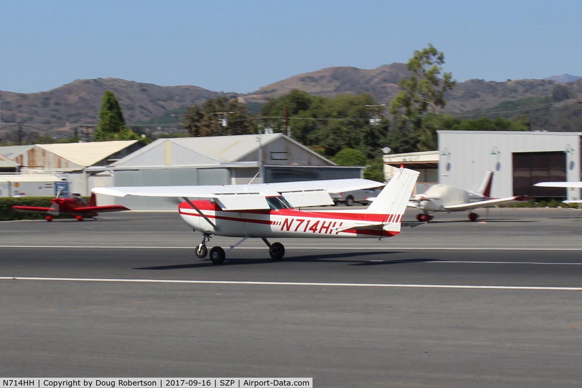 N714HH, 1977 Cessna 150M C/N 15079185, 1977 Cessna 150M, Continental O-200 100 Hp, landing roll Rwy 22