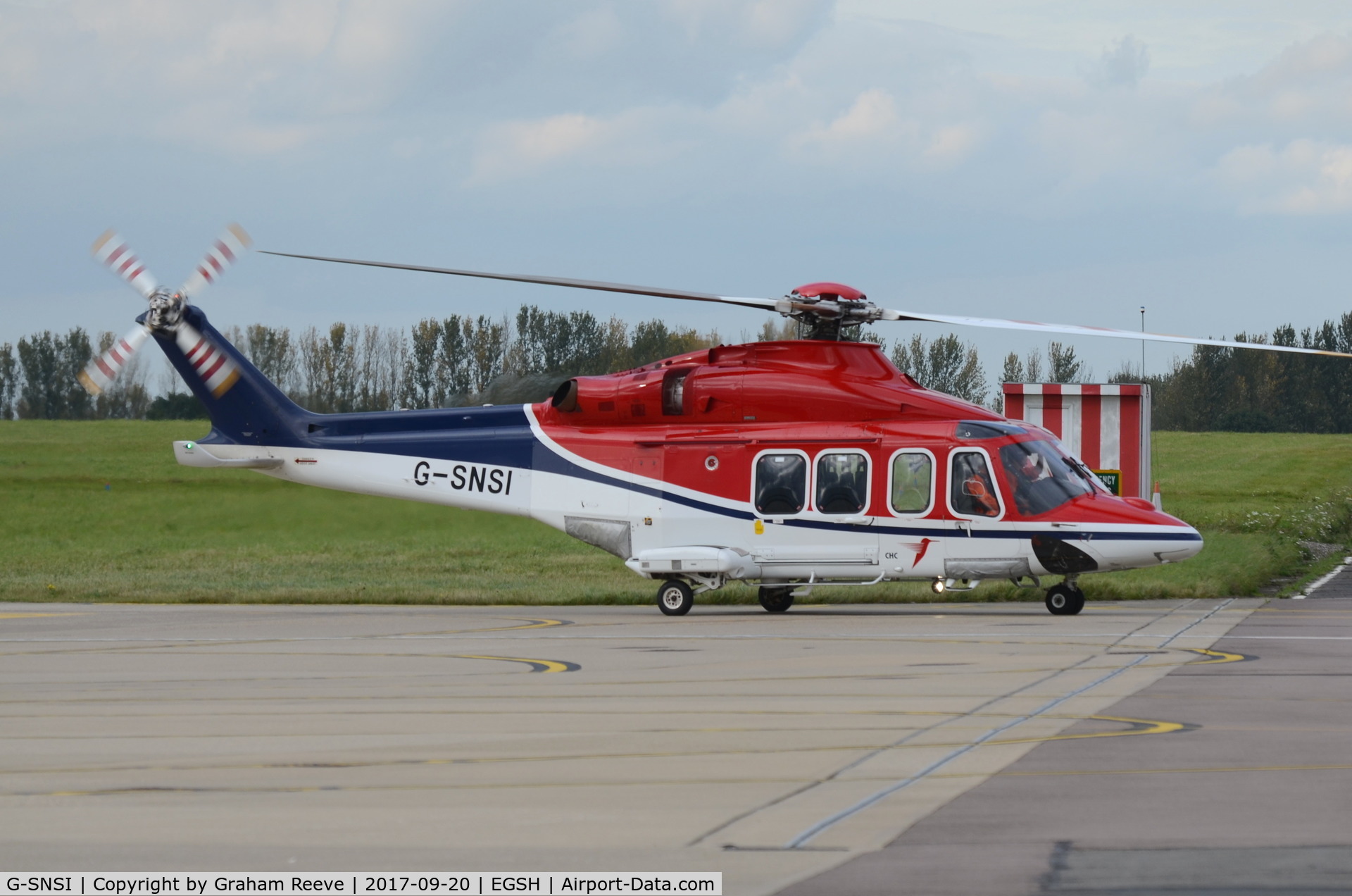 G-SNSI, 2013 AgustaWestland AW-139 C/N 31479, Departing from Norwich.