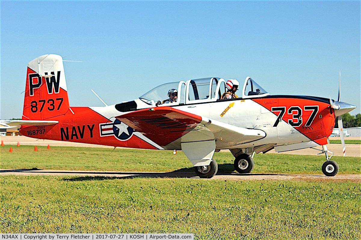 N34AX, 1956 Beech T34 Mentor C/N CG-141, At 2017 EAA AirVenture at Oshkosh ex Chile AF as Serial 177