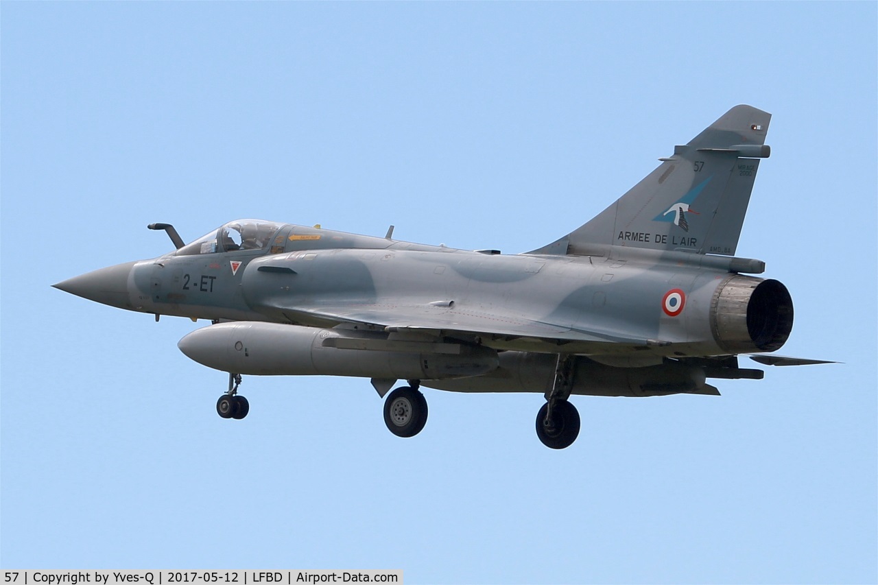 57, Dassault Mirage 2000-5F C/N 257, Dassault Mirage 2000-5F, On final rwy 23, Bordeaux-Mérignac airport (LFBD-BOD)