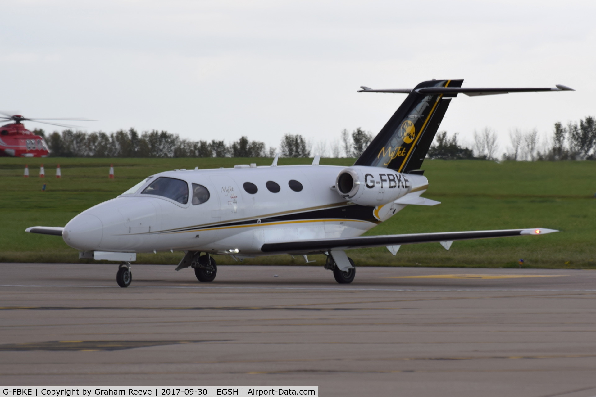 G-FBKE, 2010 Cessna 510 Citation Mustang Citation Mustang C/N 510-0334, Just landed at Norwich.