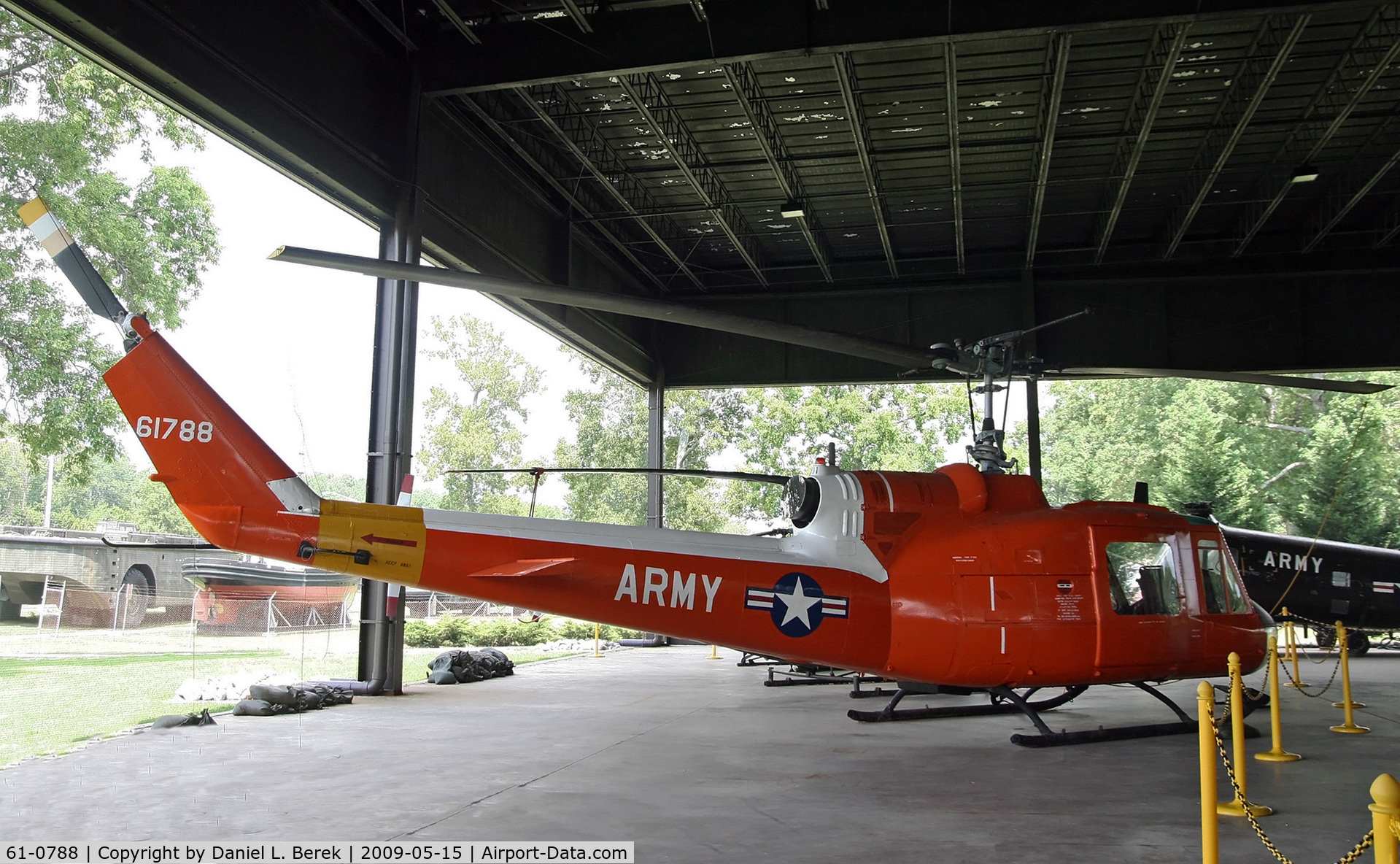 61-0788, 1961 Bell UH-1B-BF Iroquois C/N 368, A helicopter with bright plumage at the US Army Transportation Museum