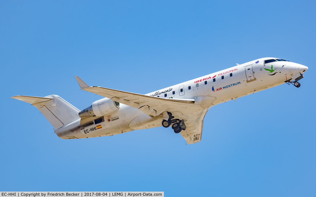 EC-HHI, Canadair CRJ-200ER (CL-600-2B19) C/N 7343, departure from Malaga