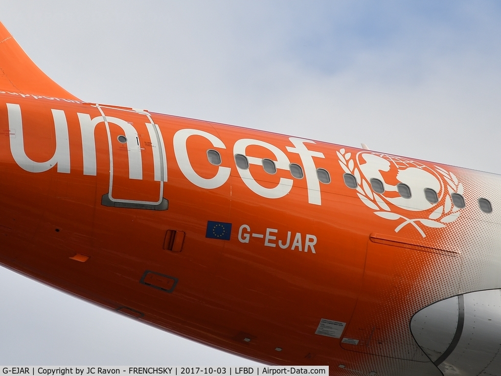 G-EJAR, 2005 Airbus A319-111 C/N 2412, EasyJet (UNICEF Livery) U24305 landing runway 23 from Lyon (LYS)
