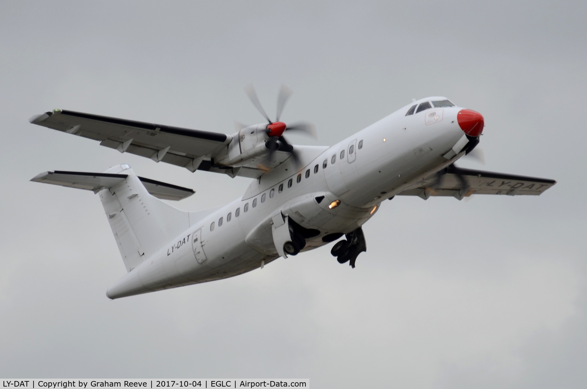 LY-DAT, 1994 ATR 42-500 C/N 445, Departing from London City Airport.