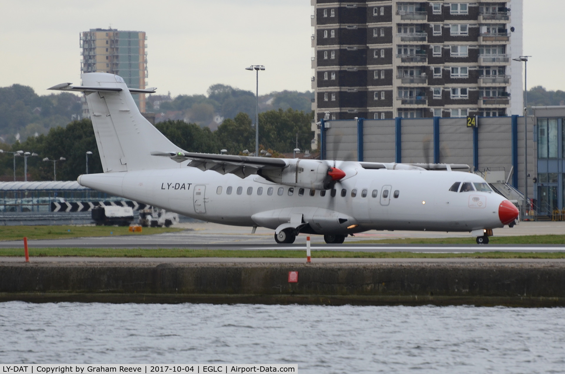 LY-DAT, 1994 ATR 42-500 C/N 445, Just landed at London City Airport.