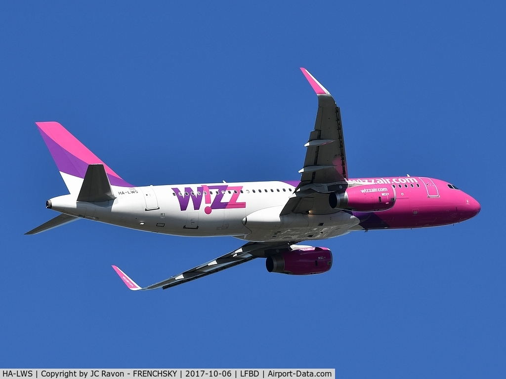 HA-LWS, 2013 Airbus A320-232 C/N 5608, Wizz Air W62258 take off runway 05 to Budapest Ferenc Liszt International Airport