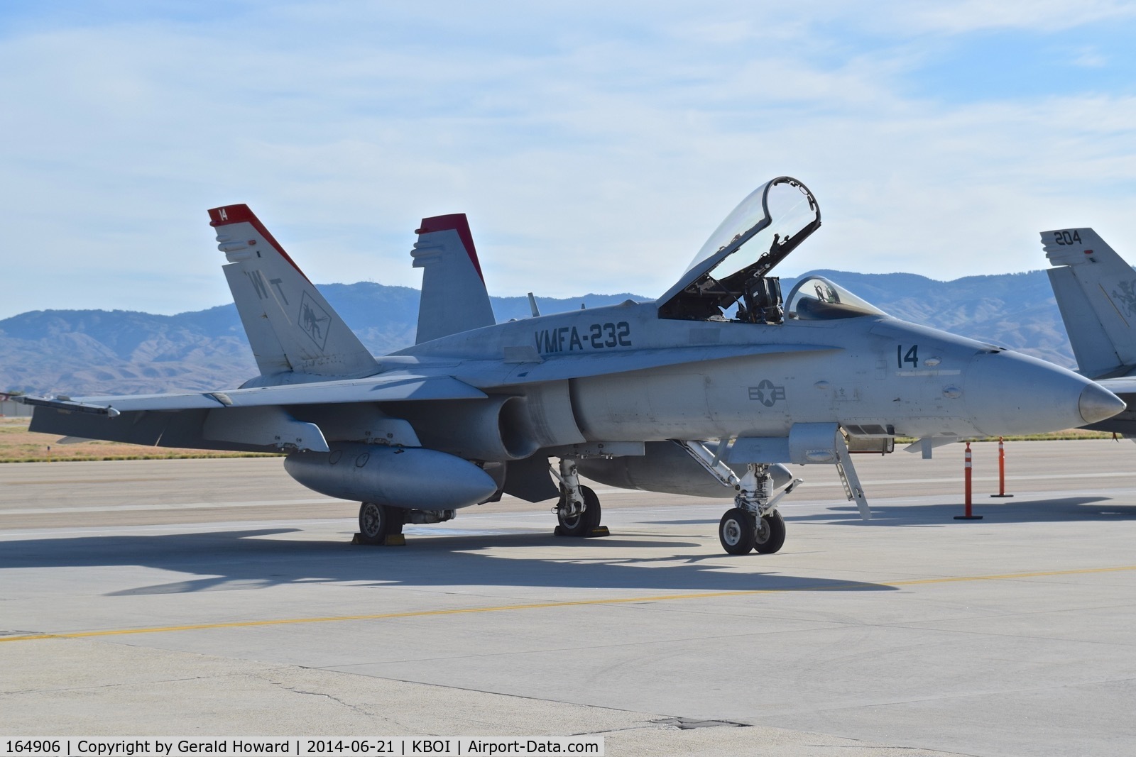 164906, McDonnell Douglas F/A-18C Hornet C/N 1238/C365, parked on the south GA ramp.  VMFA-232 