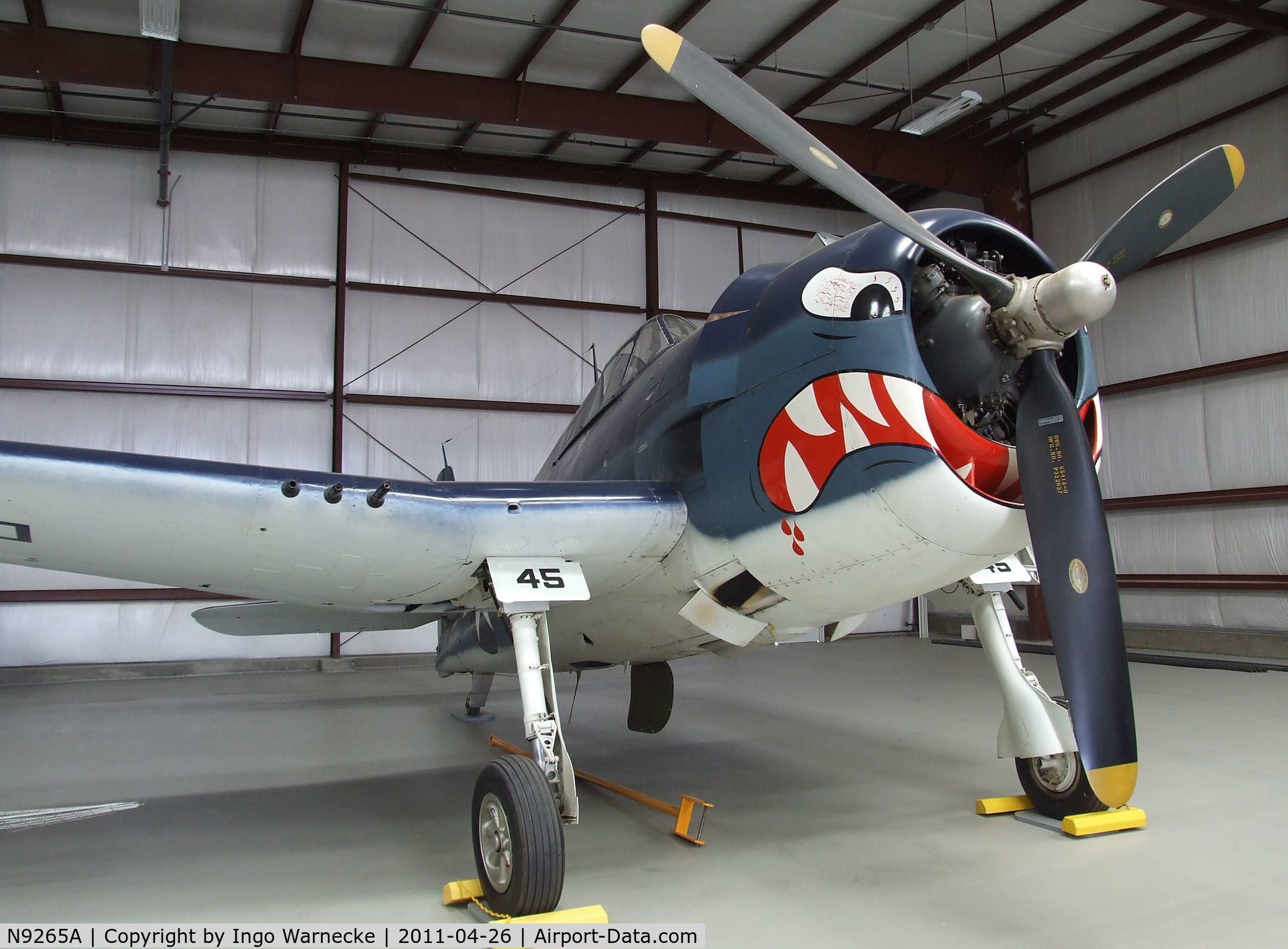 N9265A, Grumman F6F-5 Hellcat C/N A-9790, Grumman F6F-5 Hellcat at the Yanks Air Museum, Chino CA