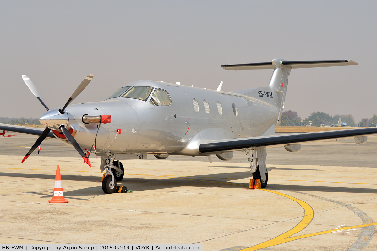 HB-FWM, 2015 Pilatus PC-12/47E C/N 1521, On the apron at Yelahanka.