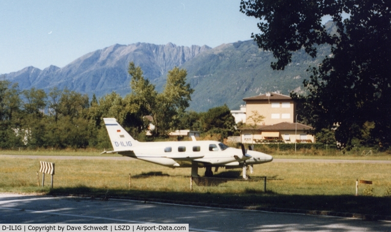 D-ILIG, 1982 Piper PA-31T-620 Cheyenne II C/N 31T-8120068, Photo shut in Ascona, Switzerland, in 1982. Airfield closed 1997.