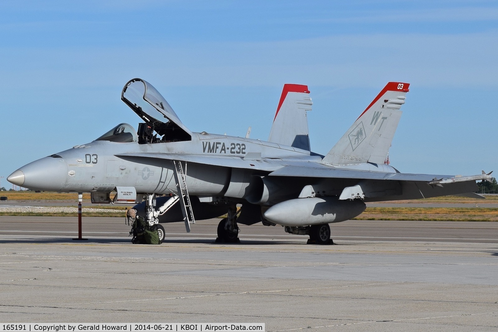 165191, McDonnell Douglas F/A-18C Hornet C/N 1331/C416, Parked on south GA ramp.  VMFA-232 
