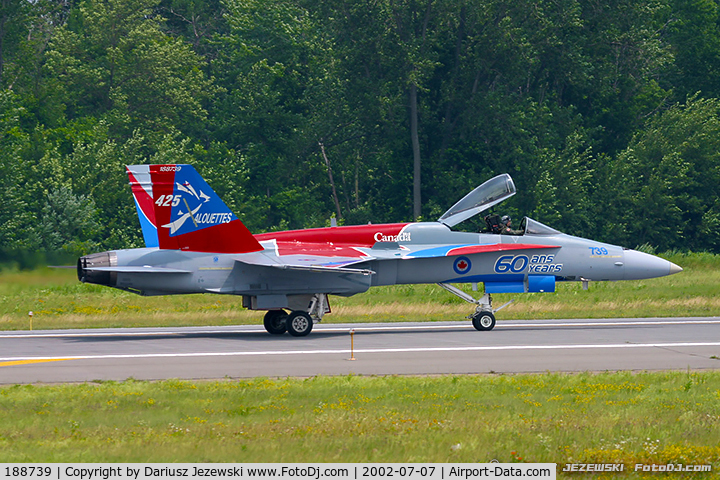 188739, McDonnell Douglas CF-188A Hornet C/N 0284/A229, CAF CF-188 Hornet 188739 from 425th TFS 'Alouette' 3rd Wing, CFB Bagotville