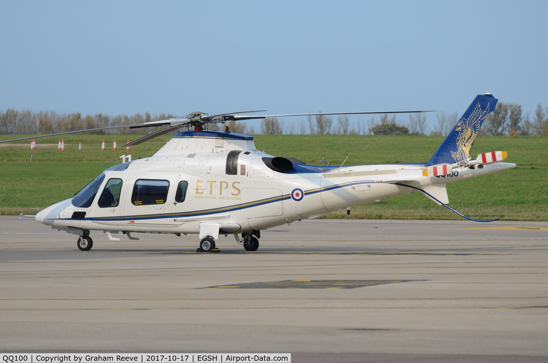 QQ100, 2001 Agusta A-109E Power C/N 11131, Parked at Norwich.