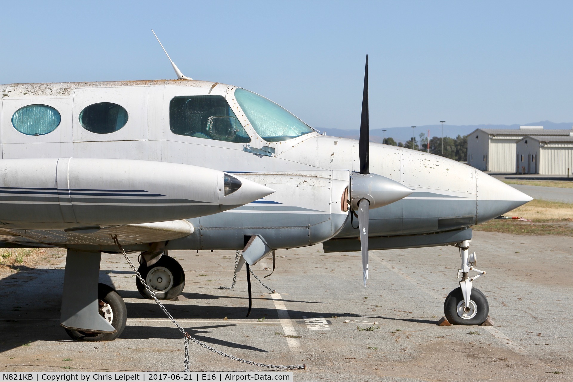 N821KB, 1966 Cessna 411 C/N 411-0201, Locally-based 1966 Cessna 411 parked and rotting on the ramp at San Martin Airport, CA.