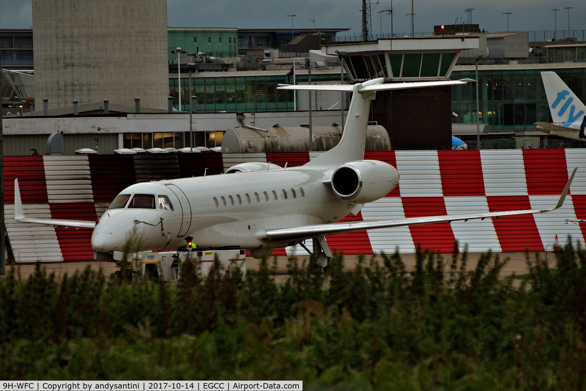 9H-WFC, 2007 Embraer EMB-135BJ Legacy 600 C/N 14500988, being pushed back on the [FBO exc ramp]